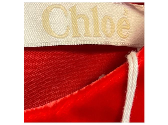 Chloé Chloe Red Crush Samtkleid mit Herz-Cut-Out-Detail Rot - Ansicht 4