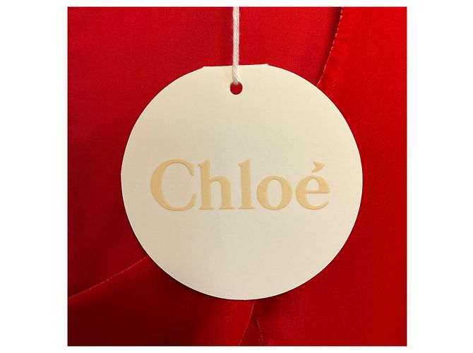Chloé Chloe Red Crush Samtkleid mit Herz-Cut-Out-Detail Rot - Ansicht 6