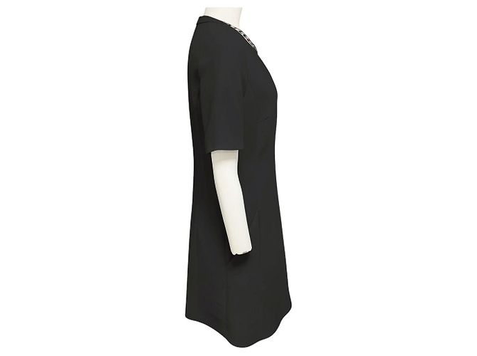 Barbara Bui Midi-Kleid aus schwarzem Krepp mit Ketten-Juwelen-Ausschnitt - Ansicht 2