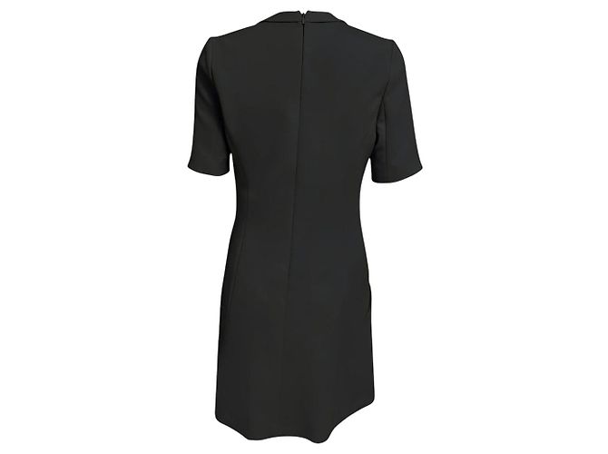 Barbara Bui Midi-Kleid aus schwarzem Krepp mit Ketten-Juwelen-Ausschnitt - Ansicht 3