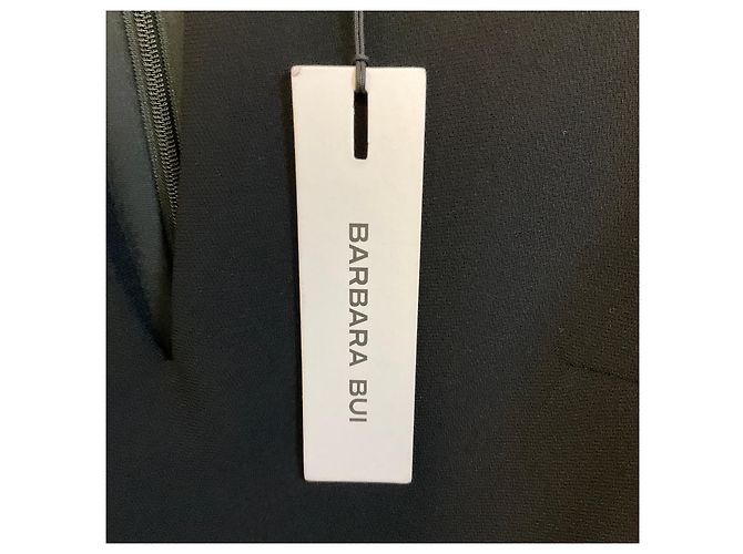 Barbara Bui Midi-Kleid aus schwarzem Krepp mit Ketten-Juwelen-Ausschnitt - Ansicht 5