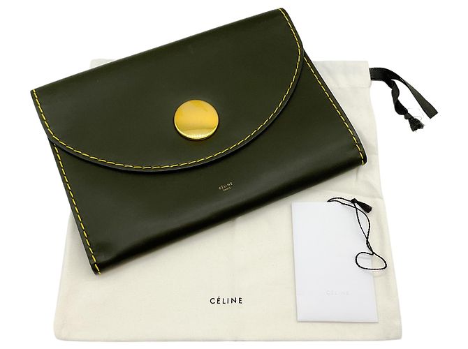 Céline Clutch Orb in pelle verde scuro Celine - vista 5
