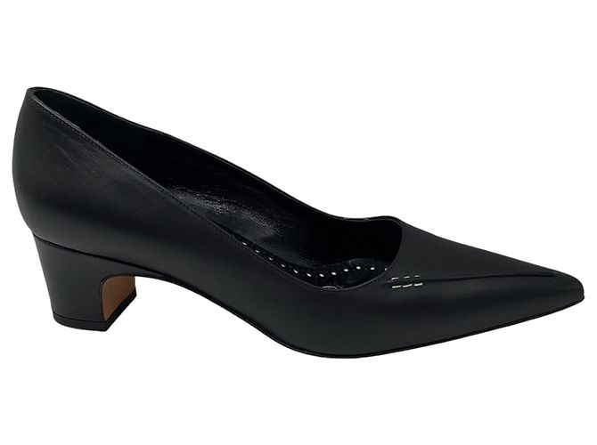 Décolleté in pelle con tacco basso e punta a punta Manolo Blahnik nere - vista 2