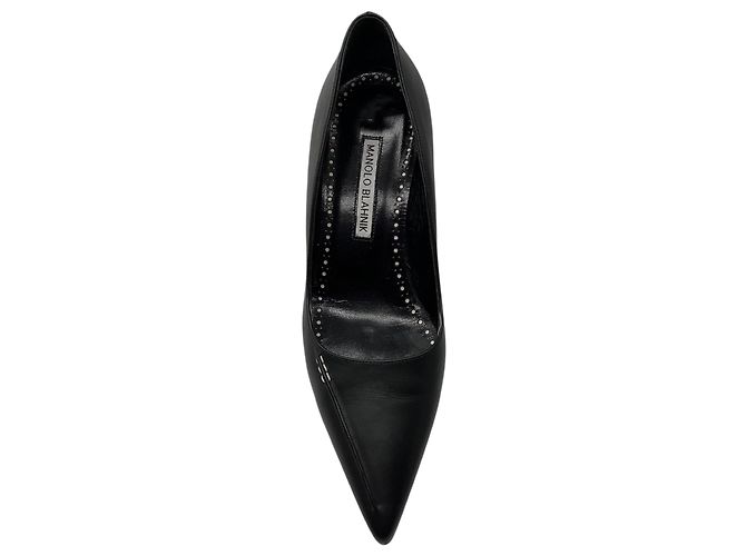 Décolleté in pelle con tacco basso e punta a punta Manolo Blahnik nere - vista 4