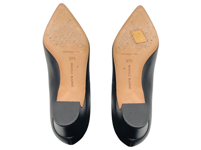 Décolleté in pelle con tacco basso e punta a punta Manolo Blahnik nere - vista 6