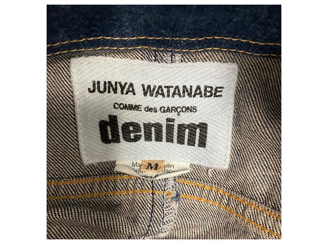 Giacca di jeans Junya Watanabe blu con bordo intrecciato e frange - vista 4