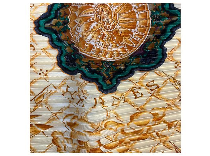 Hermès Hermes Plissierter Seidentwill-Schal Schwarz Multi Azulejos Print Mehrfarben - Ansicht 5
