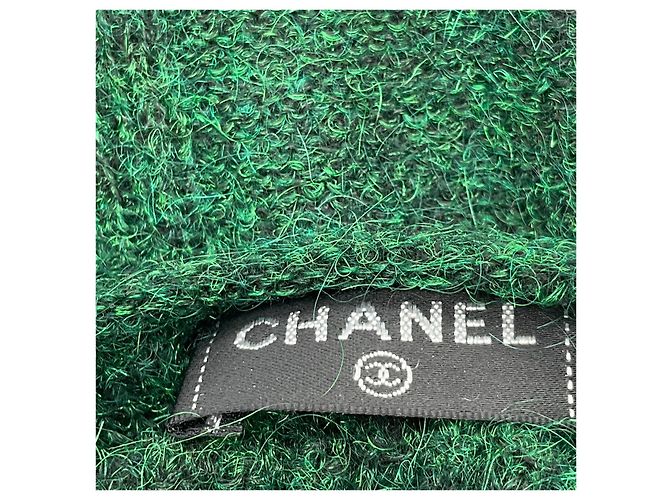 Chanel grüne Mohair-Strick-Armstulpen mit Edelstein-Verzierungen - Ansicht 5