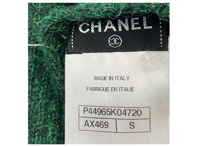 Chanel grüne Mohair-Strick-Armstulpen mit Edelstein-Verzierungen - Ansicht 6