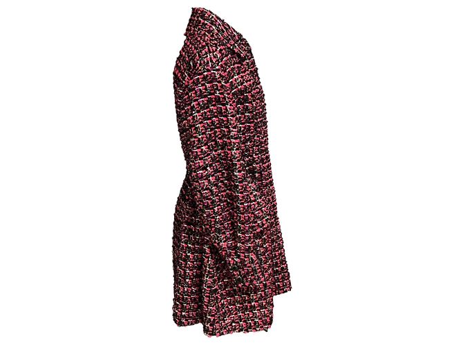 Chanel Pink / Black Multi Silk Lined Wool Tweed Coat with CC Logo Globe Buttons Multiple colors - view 2