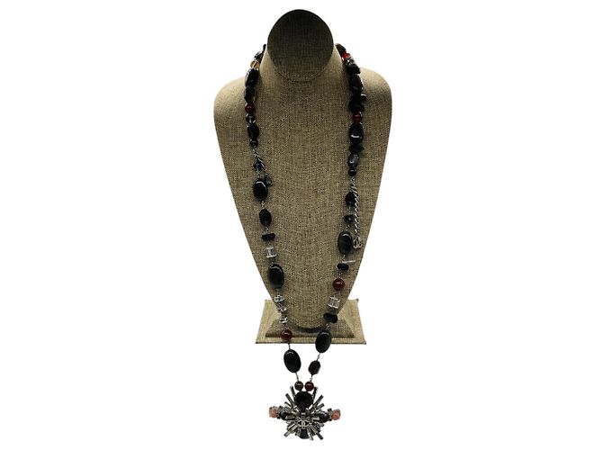 Collar Statement Chanel Haute Couture Otoño Invierno 2006 con logo CC, piedras multicolores y cristales - vista 5