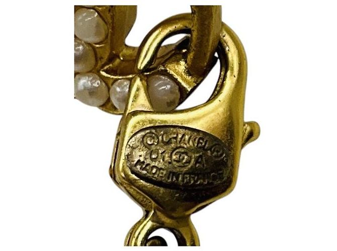 Collana lunga di perle Chanel Vintage 2001 crema con logo Coco CC e dettagli dorati Beige - vista 4