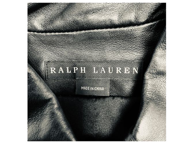 Top corto de piel de cordero negro con botones frontales Ralph Lauren Black Label - vista 4