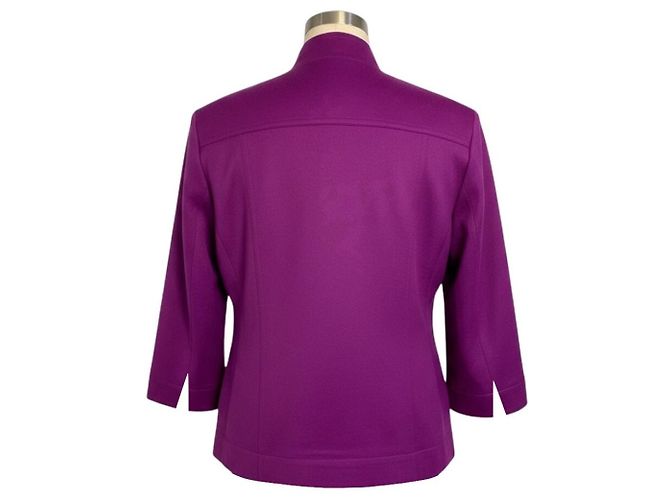 Akris Punto Magenta Button Front Wool and Angora Jacket Purple - view 3