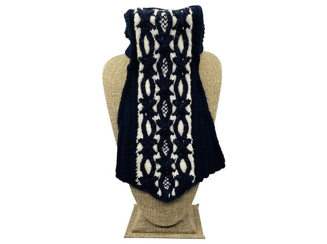 Chanel Navy / Ecru 2018 Strickkragen aus Wolle und Kaschmir Marineblau - Ansicht 2