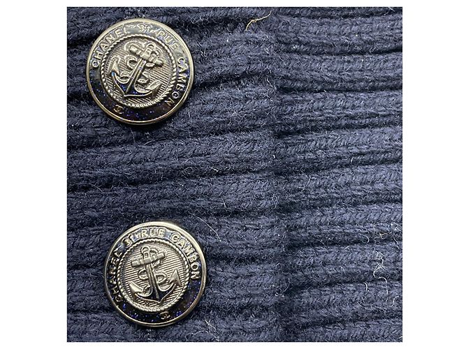 Chanel Navy / Ecru 2018 Strickkragen aus Wolle und Kaschmir Marineblau - Ansicht 4