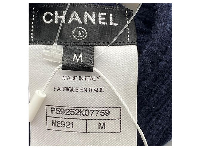 Chanel Navy / Ecru 2018 Strickkragen aus Wolle und Kaschmir Marineblau - Ansicht 6