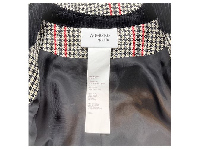 Chaqueta Akris Punto Black / Red / White Houndstooth con cuello de pana Negro - vista 4