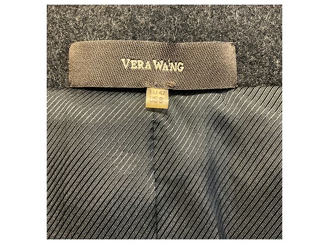 Vera Wang Charcoal Grey Sequin Embellished Short Sleeved Wool Jacket - view 4