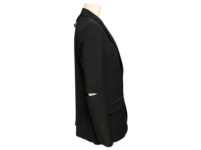 Tibi Marlon Blazer aus schwarzer Tropical Wool mit Cut-out-Ärmeln - Ansicht 2