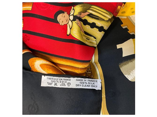 Hermès Hermes Black / Red Multi Orgauphone et Autres Mecaniques Seidentwill-Tuch Mehrfarben - Ansicht 7