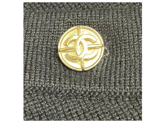 Chanel Navy / White 2016 Kaschmir Strick Long Cardigan mit silbernen CC Logo Knöpfen Marineblau - Ansicht 8
