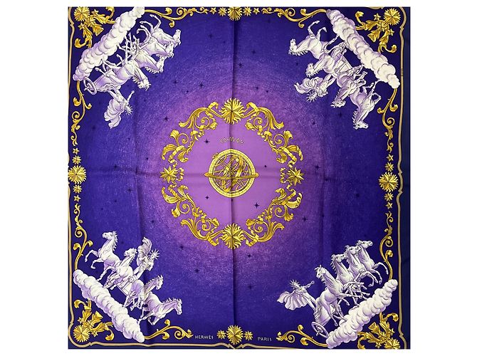 Hermès Hermes Purple / Gold Multi Cosmos Print Seidentwill-Schal Lila - Ansicht 3