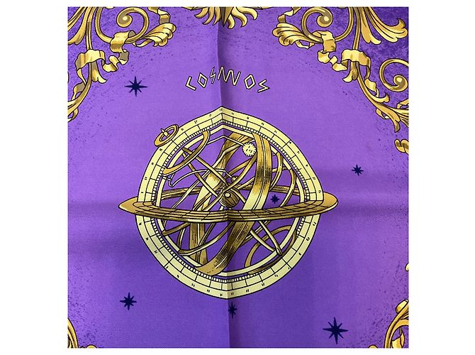 Hermès Hermes Purple / Gold Multi Cosmos Print Seidentwill-Schal Lila - Ansicht 4