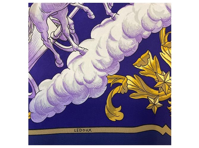 Hermès Hermes Purple / Gold Multi Cosmos Print Seidentwill-Schal Lila - Ansicht 6