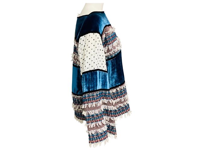 See by Chloé Top in tweed e velluto con frange See by Chloe Blue Multi Deep Water - vista 2