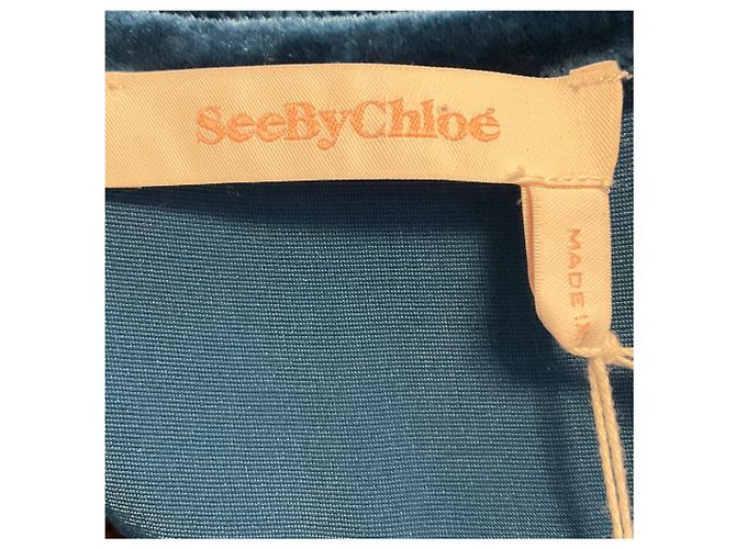 See by Chloé Top in tweed e velluto con frange See by Chloe Blue Multi Deep Water - vista 4