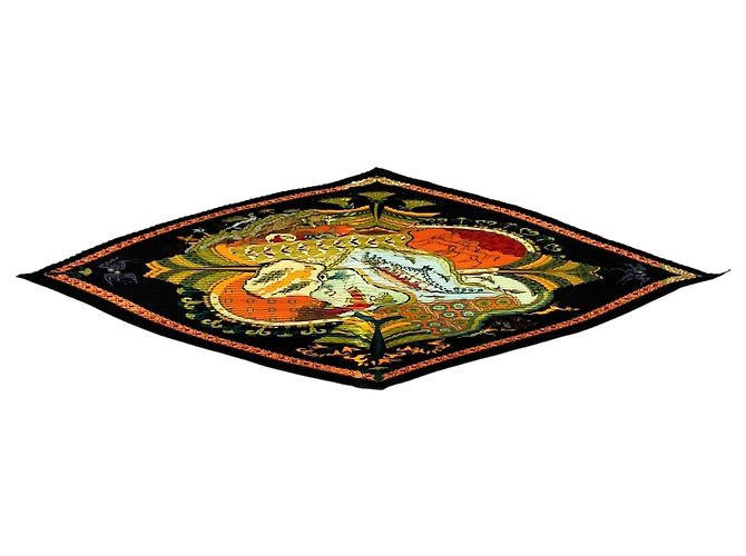 Hermès Hermes Black Multi Les Printemps de Thera plissierter Seidentwill-Schal Mehrfarben - Ansicht 3