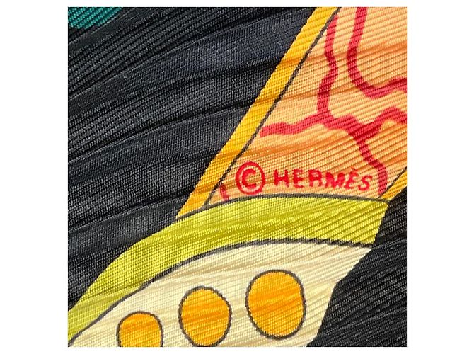 Hermès Hermes Black Multi Les Printemps de Thera plissierter Seidentwill-Schal Mehrfarben - Ansicht 5