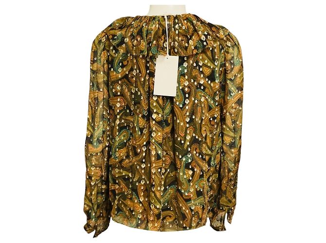Ulla Johnson Emilie Bluse Tan / Gold Metallic Tiger's Eye Mehrfarben - Ansicht 3