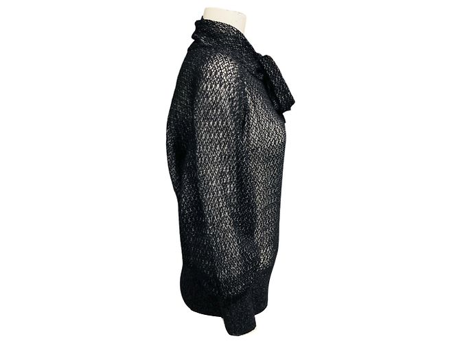 Christian Dior Ascot Strickpullover aus Mohair / Alpaka / Seide in Schwarz - Ansicht 2