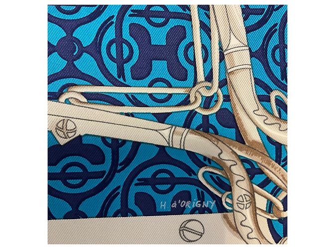 Hermès Carré in twill di seta Hermes Blue Multi Mors et Gourmettes - vista 6