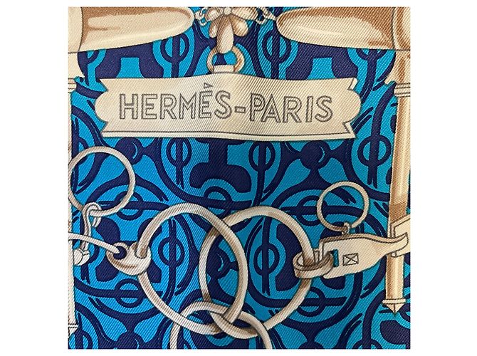 Hermès Carré in twill di seta Hermes Blue Multi Mors et Gourmettes - vista 8