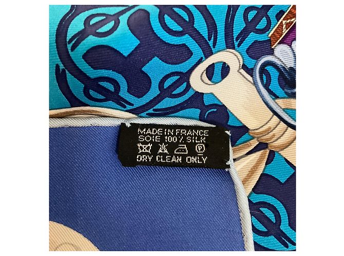 Hermès Carré in twill di seta Hermes Blue Multi Mors et Gourmettes - vista 9