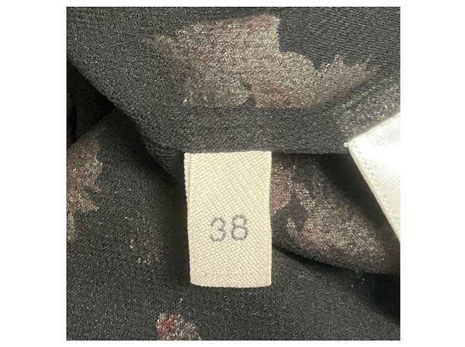 Céline Vestido Jabot de Georgette de Seda Floral Multi Negro Celine - vista 5