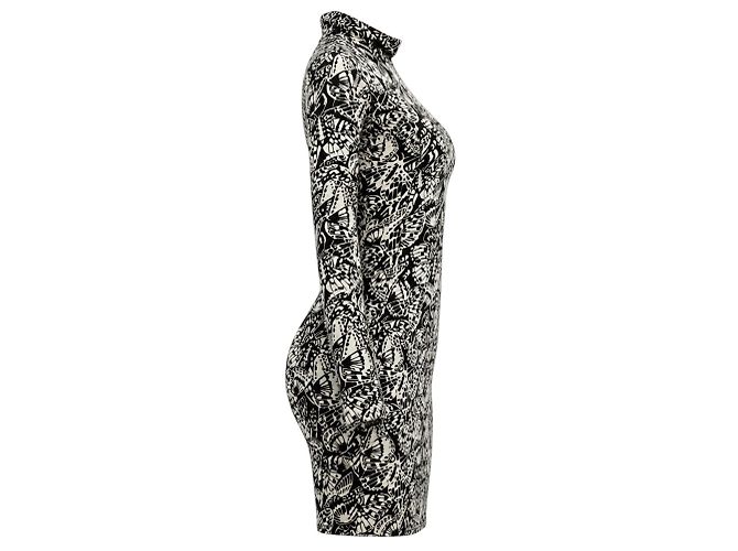 Vestido midi Dries Van Noten con estampado de mariposas negro / blanco - vista 2