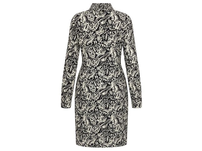 Vestido midi Dries Van Noten con estampado de mariposas negro / blanco - vista 3