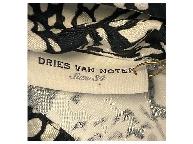 Vestido midi Dries Van Noten con estampado de mariposas negro / blanco - vista 4