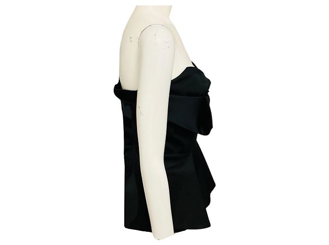 Alexander Mcqueen Top corset McQueen negro palabra de honor con cremallera trasera - vista 2
