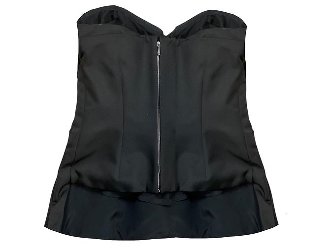 Alexander Mcqueen Top corset McQueen negro palabra de honor con cremallera trasera - vista 3