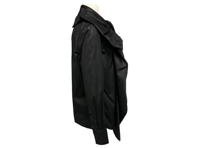 Alexander Mcqueen Camicia in cotone McQueen nera con volant e fiocco Nero - vista 2