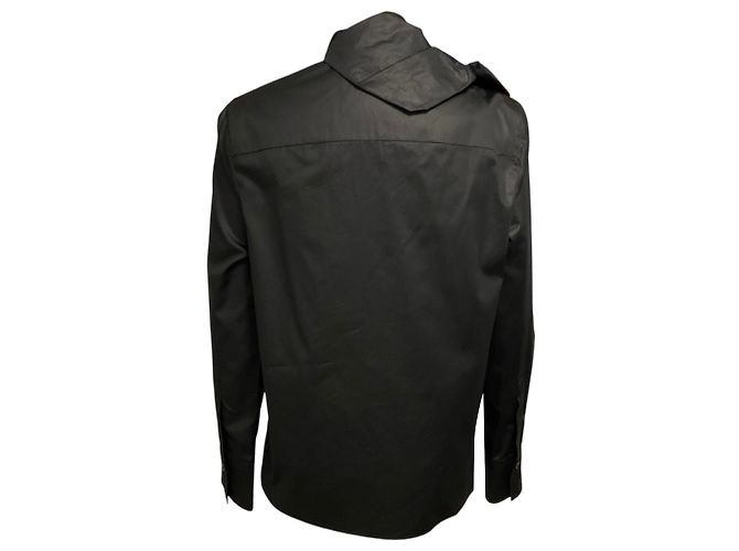 Alexander Mcqueen Camicia in cotone McQueen nera con volant e fiocco Nero - vista 3