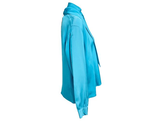 Autre Marque Libertine Turquoise Blue Hockney's Pool Slim Keith Tie Bluse Blau - Ansicht 2