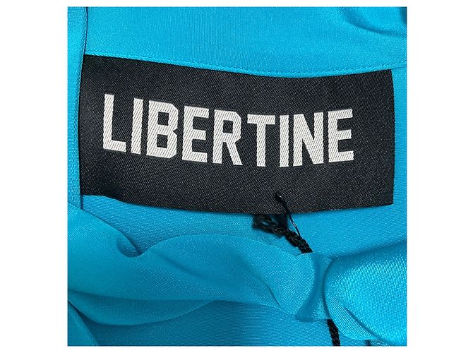 Autre Marque Libertine Turquoise Blue Hockney's Pool Slim Keith Tie Bluse Blau - Ansicht 4