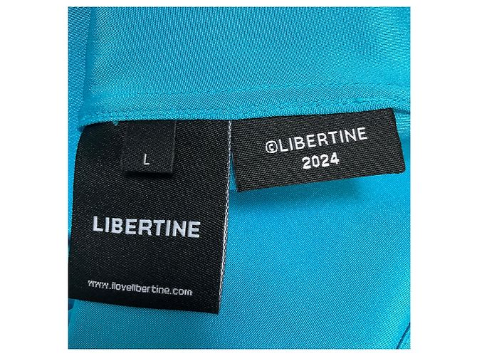 Autre Marque Libertine Turquoise Blue Hockney's Pool Slim Keith Tie Bluse Blau - Ansicht 5