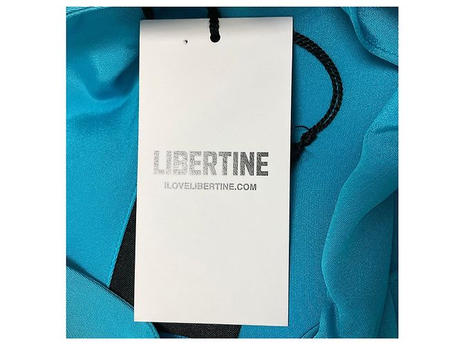 Autre Marque Libertine Turquoise Blue Hockney's Pool Slim Keith Tie Bluse Blau - Ansicht 6